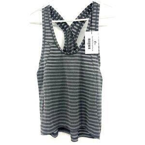 NWT Zyia Active Nimbus Split Back Tank Gray White Striped Womens Small